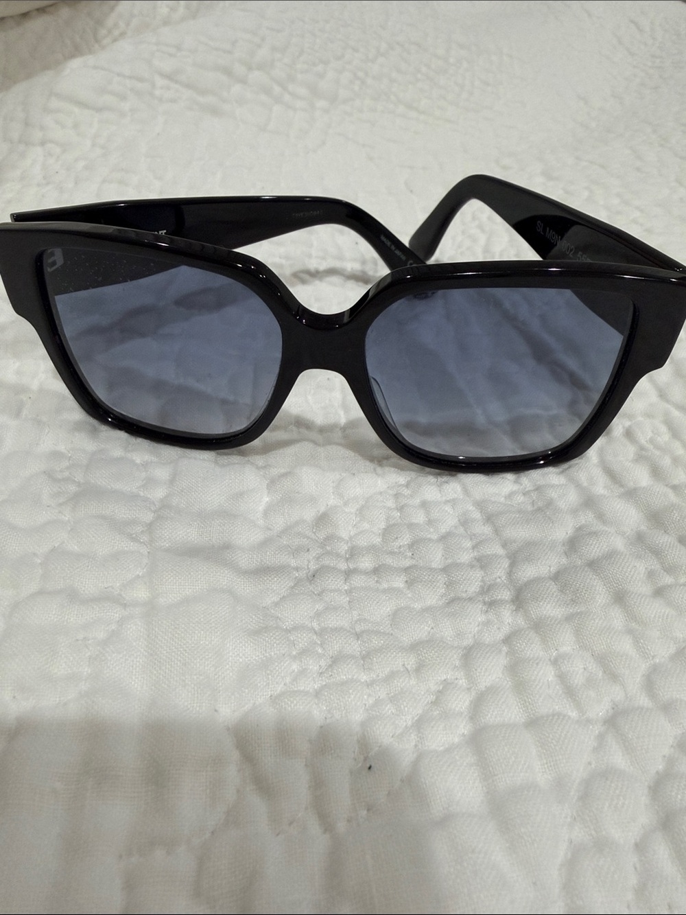 Yves Saint Laurent Black Cat-Eye Sunglasses with Gray Lenses